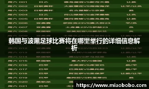 韩国与波黑足球比赛将在哪里举行的详细信息解析